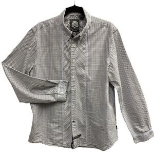 English Laundry BLAQUE LABEL Neutral Checkered Shirt With Contrast Trim Men’s XL